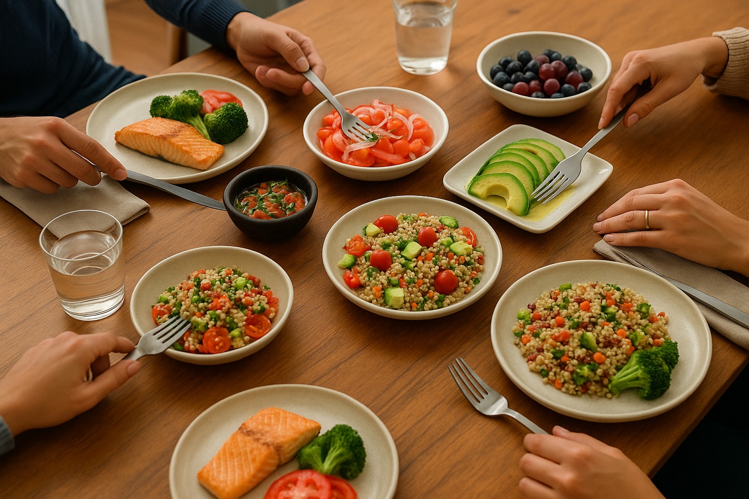 Salmón y frutos secos saludables