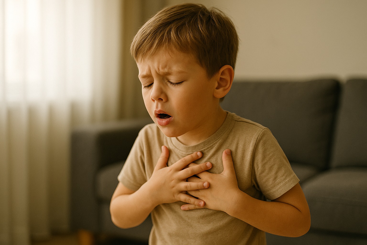 Niño con síntomas de asma